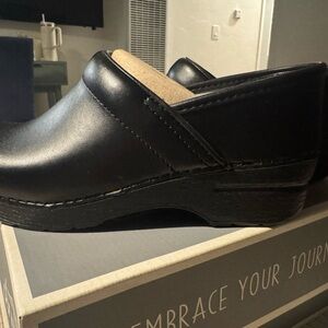 Dansko Black Leather Clog Slip-On